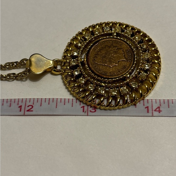 Sumthing Special Gold Tone 1887 Indian Penny Pendant Necklace 24” - Picture 9 of 9